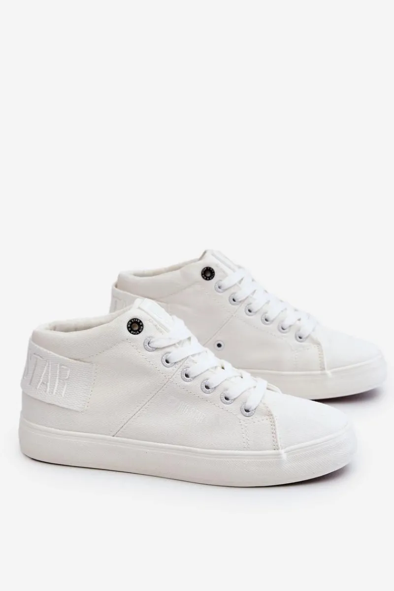 Discount Big Star Shoes Damskie Klasyczne Wysokie Trampki Big Star LL274002 Białe Biały