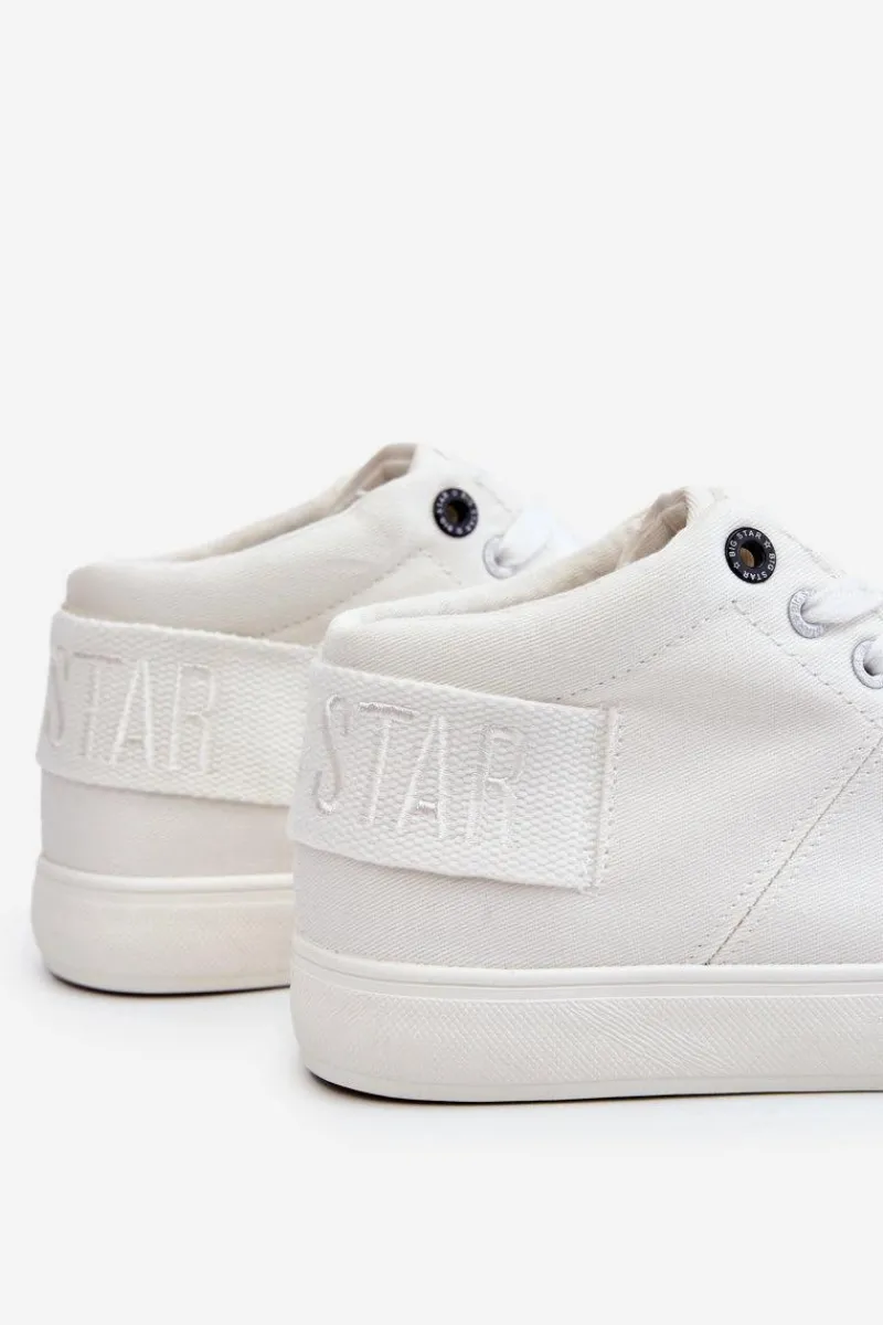 Discount Big Star Shoes Damskie Klasyczne Wysokie Trampki Big Star LL274002 Białe Biały