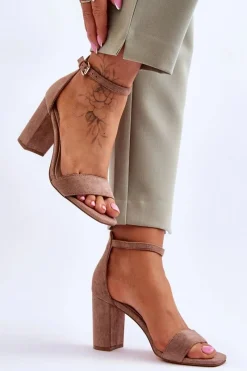 Discount Evento Damskie Klasyczne Zamszowe Sandały Brązowe Passo