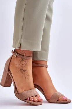 Discount Evento Damskie Klasyczne Zamszowe Sandały Brązowe Passo