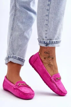 Best Boto Damskie Klasyczne Zamszowe Mokasyny Różowe Corinell Różowy