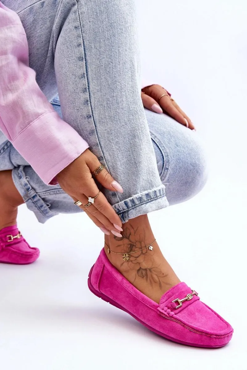 Best Boto Damskie Klasyczne Zamszowe Mokasyny Różowe Corinell Różowy