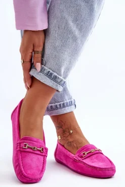 Best Boto Damskie Klasyczne Zamszowe Mokasyny Różowe Corinell Różowy