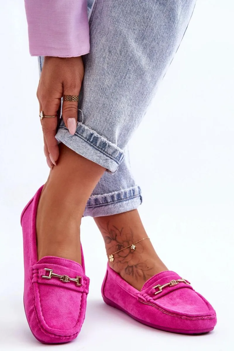 Best Boto Damskie Klasyczne Zamszowe Mokasyny Różowe Corinell Różowy