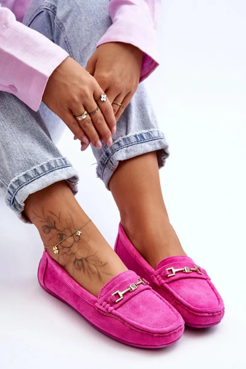 Best Boto Damskie Klasyczne Zamszowe Mokasyny Różowe Corinell Różowy