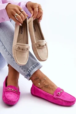 Best Boto Damskie Klasyczne Zamszowe Mokasyny Różowe Corinell Różowy