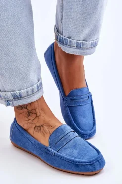 New Damskie Klasyczne Zamszowe Mokasyny Niebieskie Ivana Damskie Mokasyny Damskie Zamszowe