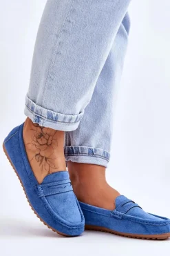 New Damskie Klasyczne Zamszowe Mokasyny Niebieskie Ivana Damskie Mokasyny Damskie Zamszowe