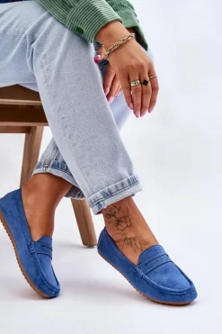 New Damskie Klasyczne Zamszowe Mokasyny Niebieskie Ivana Damskie Mokasyny Damskie Zamszowe