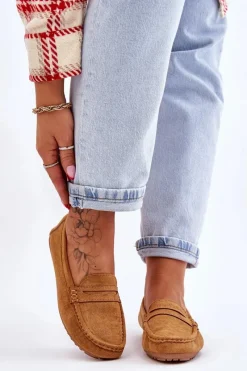 Clearance Boto Damskie Klasyczne Zamszowe Mokasyny Camel Ivana