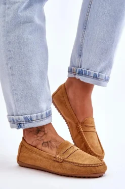 Clearance Boto Damskie Klasyczne Zamszowe Mokasyny Camel Ivana