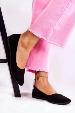 Discount Boto Damskie Klasyczne Zamszowe Baleriny Czarne Arina