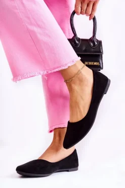 Discount Boto Damskie Klasyczne Zamszowe Baleriny Czarne Arina