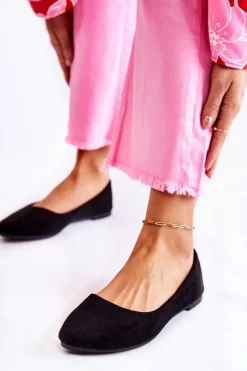 Discount Boto Damskie Klasyczne Zamszowe Baleriny Czarne Arina