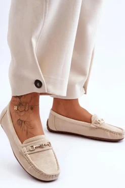 New Damskie Klasyczne Zamszowe Mokasyny Beżowe Corinell Damskie Loafersy Damskie|Mokasyny Damskie Zamszowe