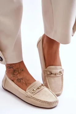 New Damskie Klasyczne Zamszowe Mokasyny Beżowe Corinell Damskie Loafersy Damskie|Mokasyny Damskie Zamszowe