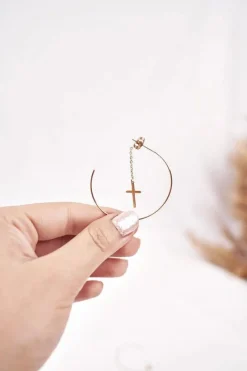 Outlet Damskie Kolczyki Koła Złote Krzyż Patricia Kolczyki