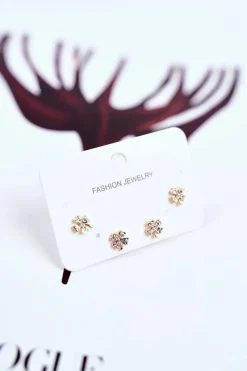 Best Boto Damskie Kolczyki Koniczynki Z Cyrkoniami Złote 2 pary La Prima