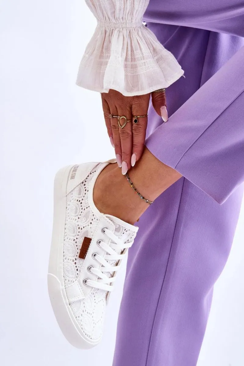 Trampki Damskie Big Star|Trampki Damskie Niskie>Big Star Shoes Damskie Koronkowe Tenisówki BIG STAR W274925 Białe