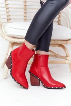 Hot Boto Damskie Kowbojskie Botki Na Obcasie Lu Boo Czerwone