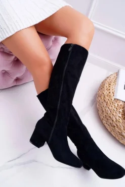 Kozaki Na Obcasie|Kozaki Zamszowe>Boto Damskie Kozaki Do Kolana Zamszowe Czarne Twins