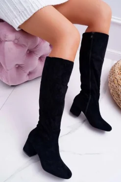 Kozaki Na Obcasie|Kozaki Zamszowe>Boto Damskie Kozaki Do Kolana Zamszowe Czarne Twins