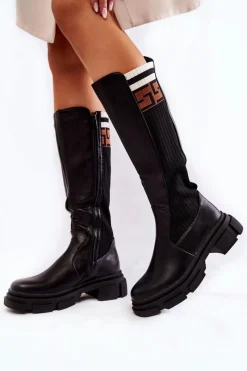 Best Damskie Kozaki Do Kolana Czarne Kathrin Damskie Kozaki Wiosenne|Kozaki Płaskie