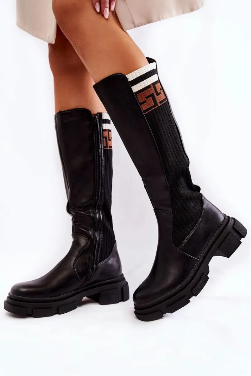 Best Damskie Kozaki Do Kolana Czarne Kathrin Damskie Kozaki Wiosenne|Kozaki Płaskie