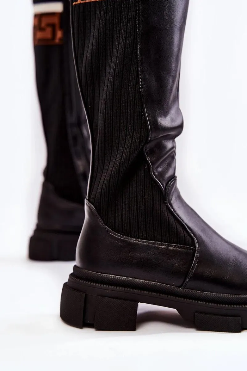 Best Damskie Kozaki Do Kolana Czarne Kathrin Damskie Kozaki Wiosenne|Kozaki Płaskie