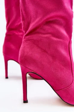 Best Boto Damskie Kozaki Do Połowy Łydki Na Szpilce Fuksja Odetteia Różowy