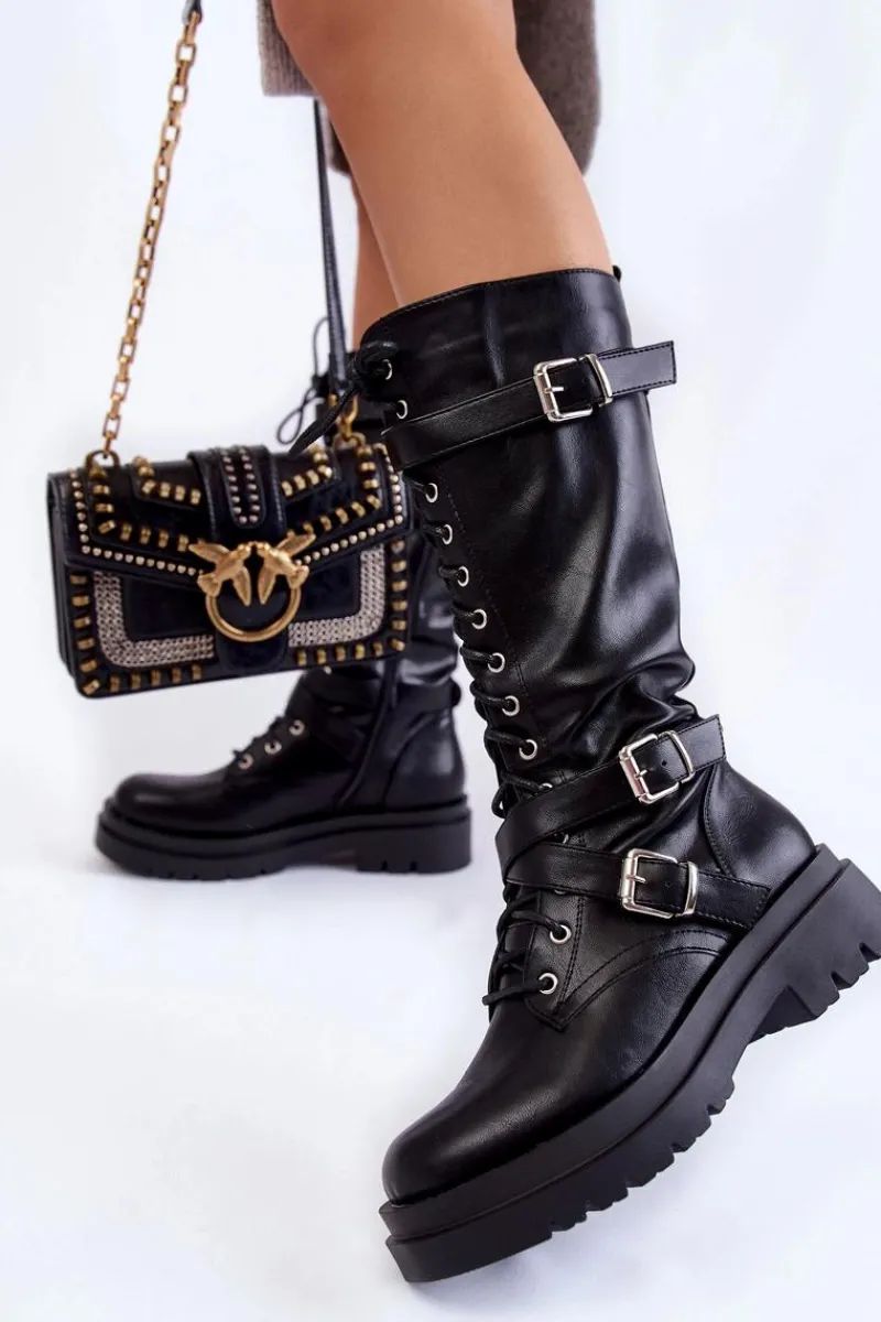 Online Boto Damskie Kozaki Glany Z Nerką Na Suwak Czarne Joelle