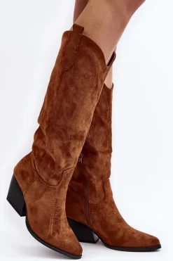 Kozaki Wiosenne|Kozaki Przed Kolano></noscript>Boto Damskie Kozaki Kowbojki Na Słupku Camel Sloana