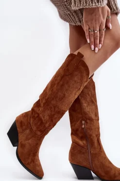 Kozaki Wiosenne|Kozaki Przed Kolano></noscript>Boto Damskie Kozaki Kowbojki Na Słupku Camel Sloana