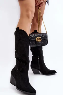 Kozaki Przed Kolano|Kozaki Na Obcasie>Boto Damskie Kozaki Kowbojki Na Obcasie Przed Kolano Czarne Oppore