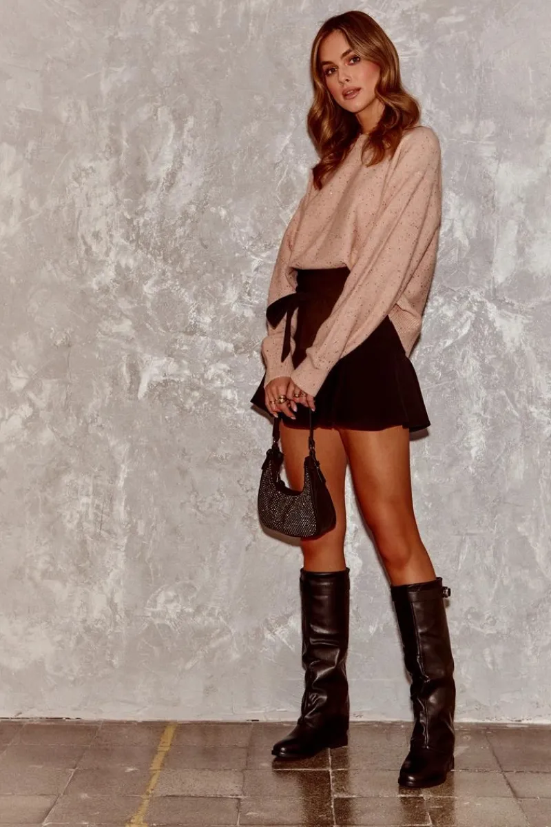 Kozaki Płaskie|Kozaki Przed Kolano>Boto Damskie Kozaki Na Płaskim Obcasie Z Marszczoną Cholewką Czarne Tercella