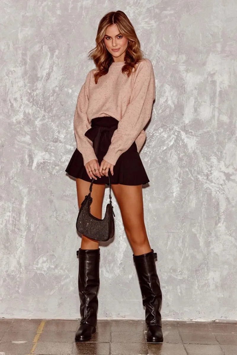 Kozaki Płaskie|Kozaki Przed Kolano>Boto Damskie Kozaki Na Płaskim Obcasie Z Marszczoną Cholewką Czarne Tercella