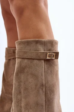 Hot Damskie Kozaki Na Słupku Przed Kolano Beżowe Portora Damskie Kozaki Wiosenne|Kozaki Przed Kolano