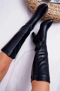 Discount Damskie Kozaki Na Słupku Sergio Leone Ocieplane Czarne KZ290 Damskie Kozaki Na Obcasie