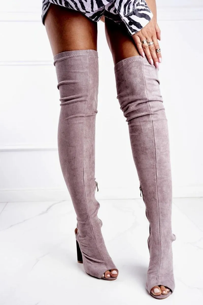 Kozaki Wiosenne|Kozaki Na Obcasie>Boto Damskie Kozaki Na Słupku Zamszowe Lu Boo Szare Aramis