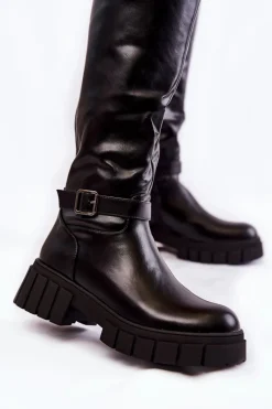 Kozaki Wiosenne|Kozaki Płaskie></noscript>Boto Damskie Kozaki Przed Kolano Czarne Mariett