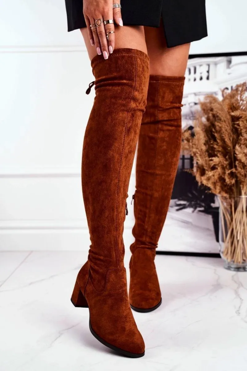 Online Buty Sergio Leone Damskie kozaki Sergio Leone lycra camel KZ281