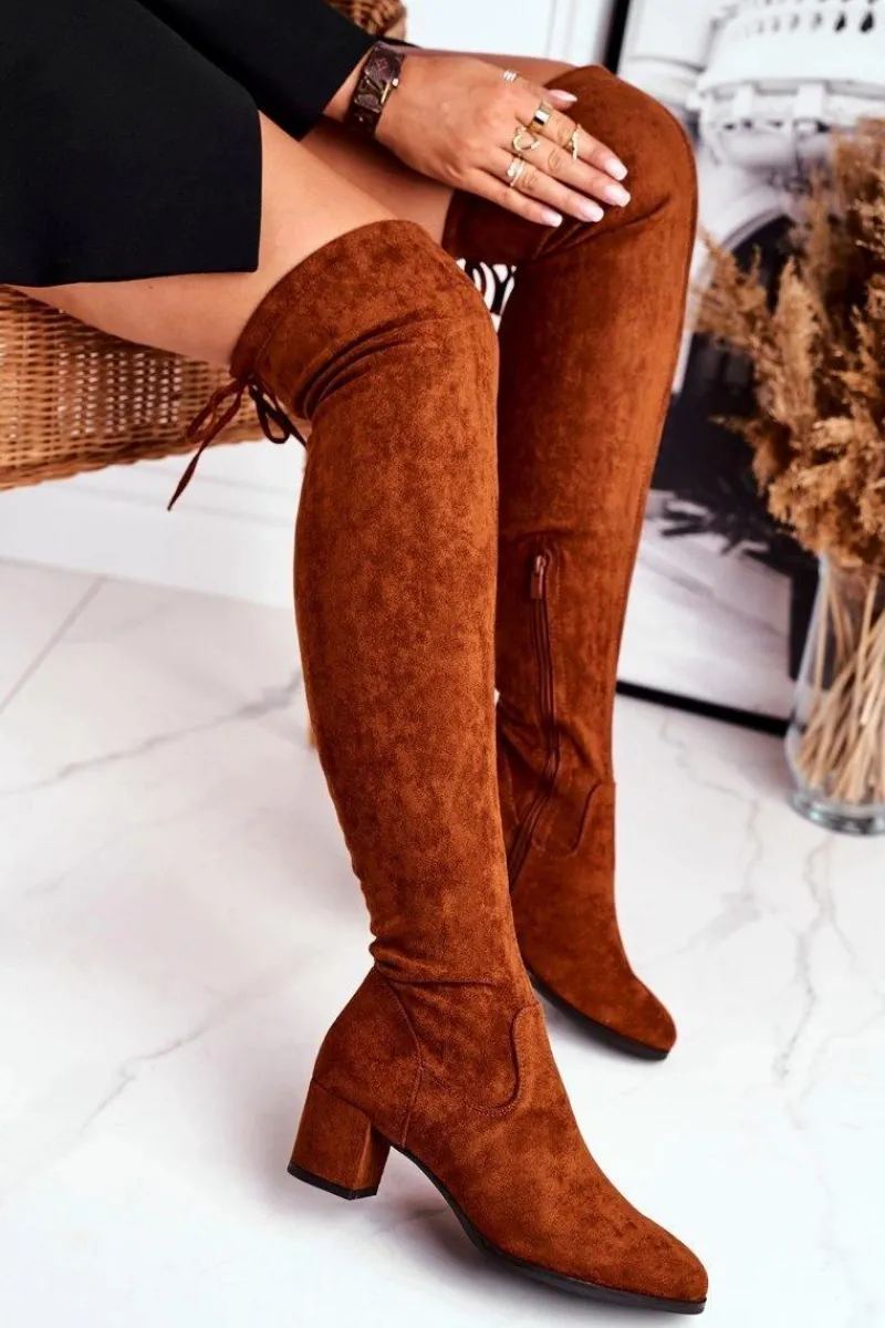 Online Buty Sergio Leone Damskie kozaki Sergio Leone lycra camel KZ281