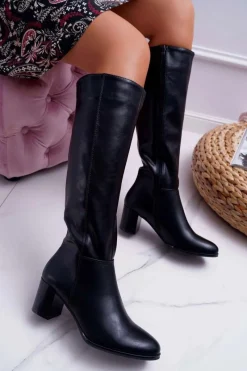 Kozaki Na Obcasie>Buty Sergio Leone Damskie Kozaki Sergio Leone Czarne KZ273