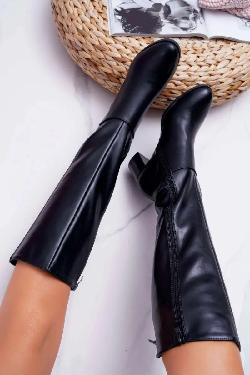 Kozaki Na Obcasie>Buty Sergio Leone Damskie Kozaki Sergio Leone Czarne KZ273