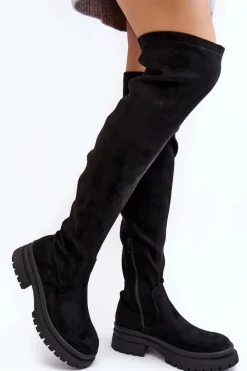 Muszkieterki|Kozaki Za Kolano>Evento Damskie Kozaki Za Kolano Na Płaskim Obcasie Czarne Silune