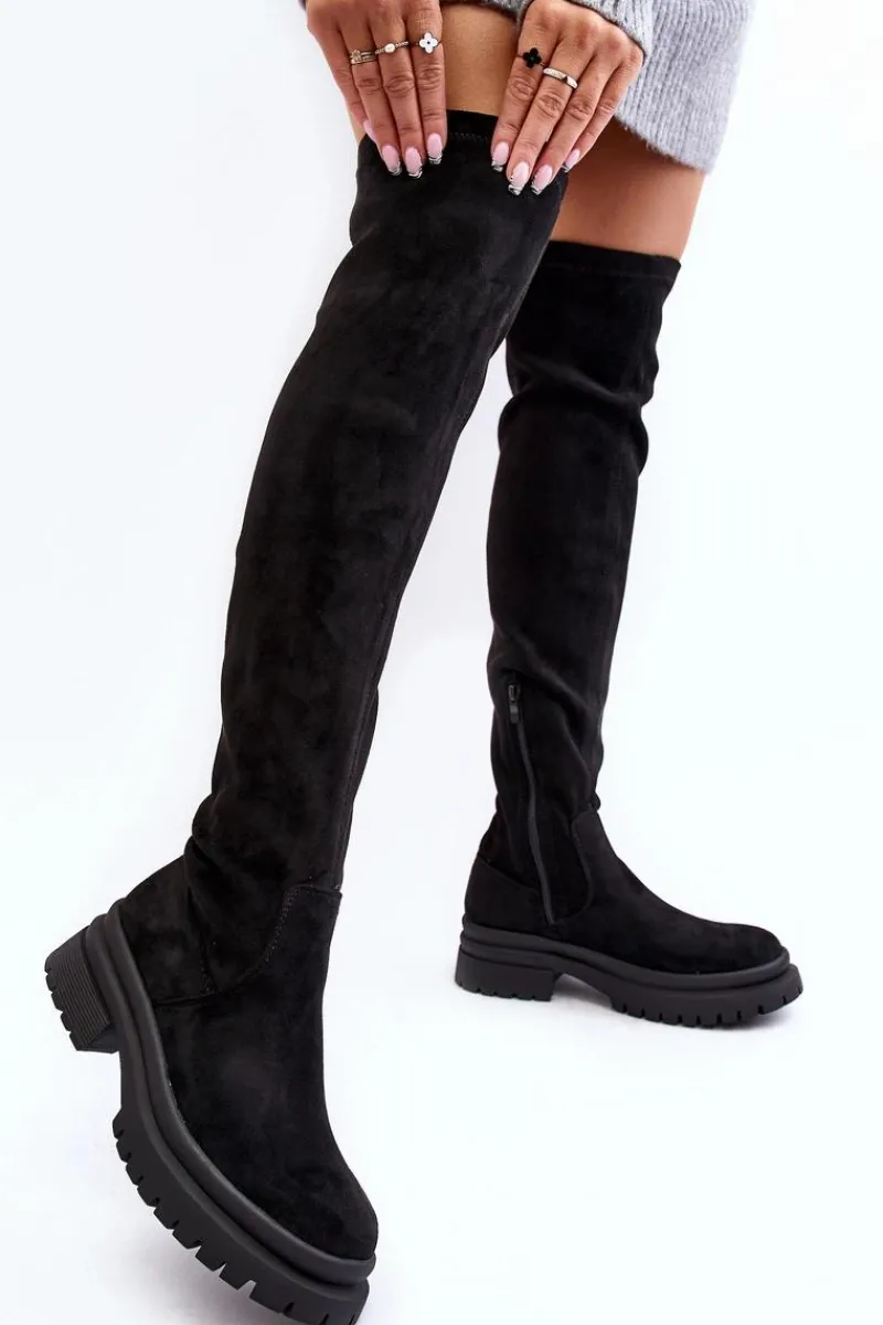 Muszkieterki|Kozaki Za Kolano>Evento Damskie Kozaki Za Kolano Na Płaskim Obcasie Czarne Silune