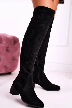 Kozaki Na Obcasie|Kozaki Zamszowe>Buty Sergio Leone Damskie kozaki zamszowe Sergio Leone czarne KZ299