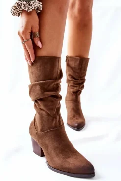 Kozaki Wiosenne|Kozaki Płaskie></noscript>Buty damskie Vinceza Damskie Kozaki Zamszowe Vinceza 58597 Brązowe