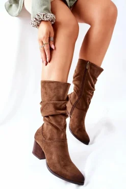 Kozaki Wiosenne|Kozaki Płaskie></noscript>Buty damskie Vinceza Damskie Kozaki Zamszowe Vinceza 58597 Brązowe