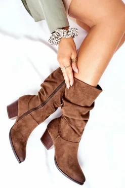 Kozaki Wiosenne|Kozaki Płaskie></noscript>Buty damskie Vinceza Damskie Kozaki Zamszowe Vinceza 58597 Brązowe